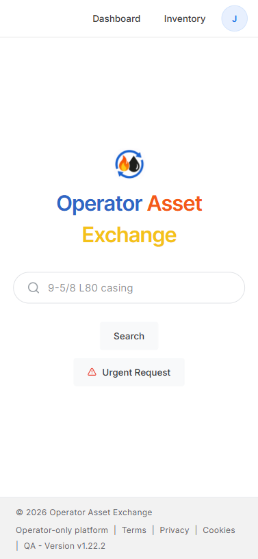 OAE Search Equipment mobile screen