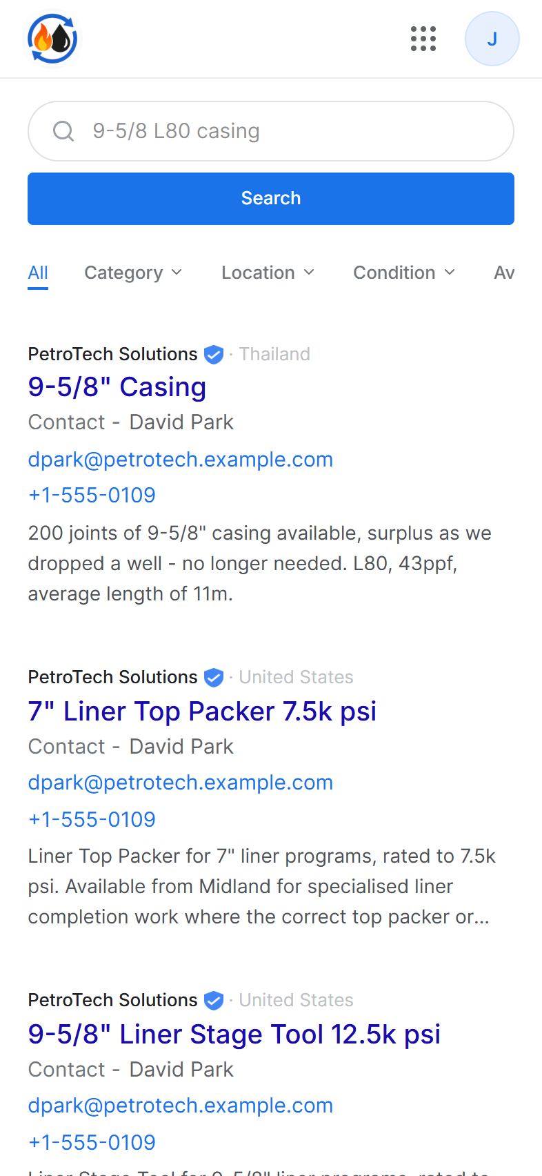 OAE Search Results mobile screen