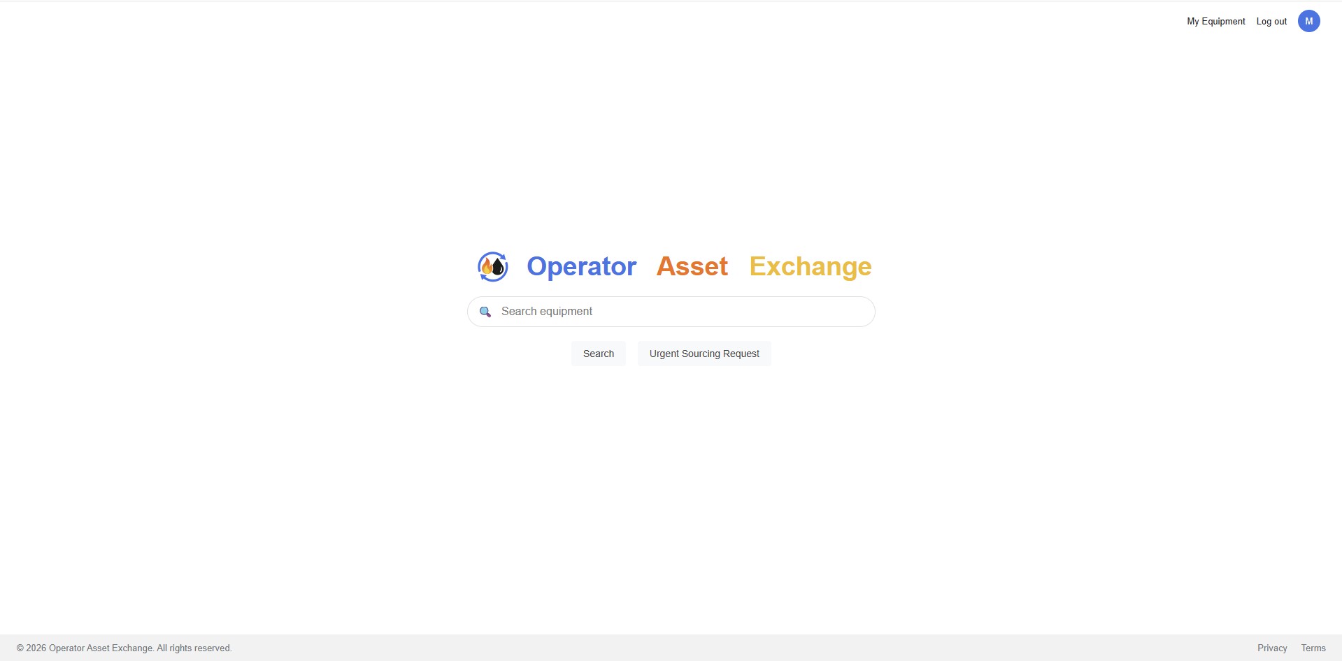 Oilfield equipment search interface for operators